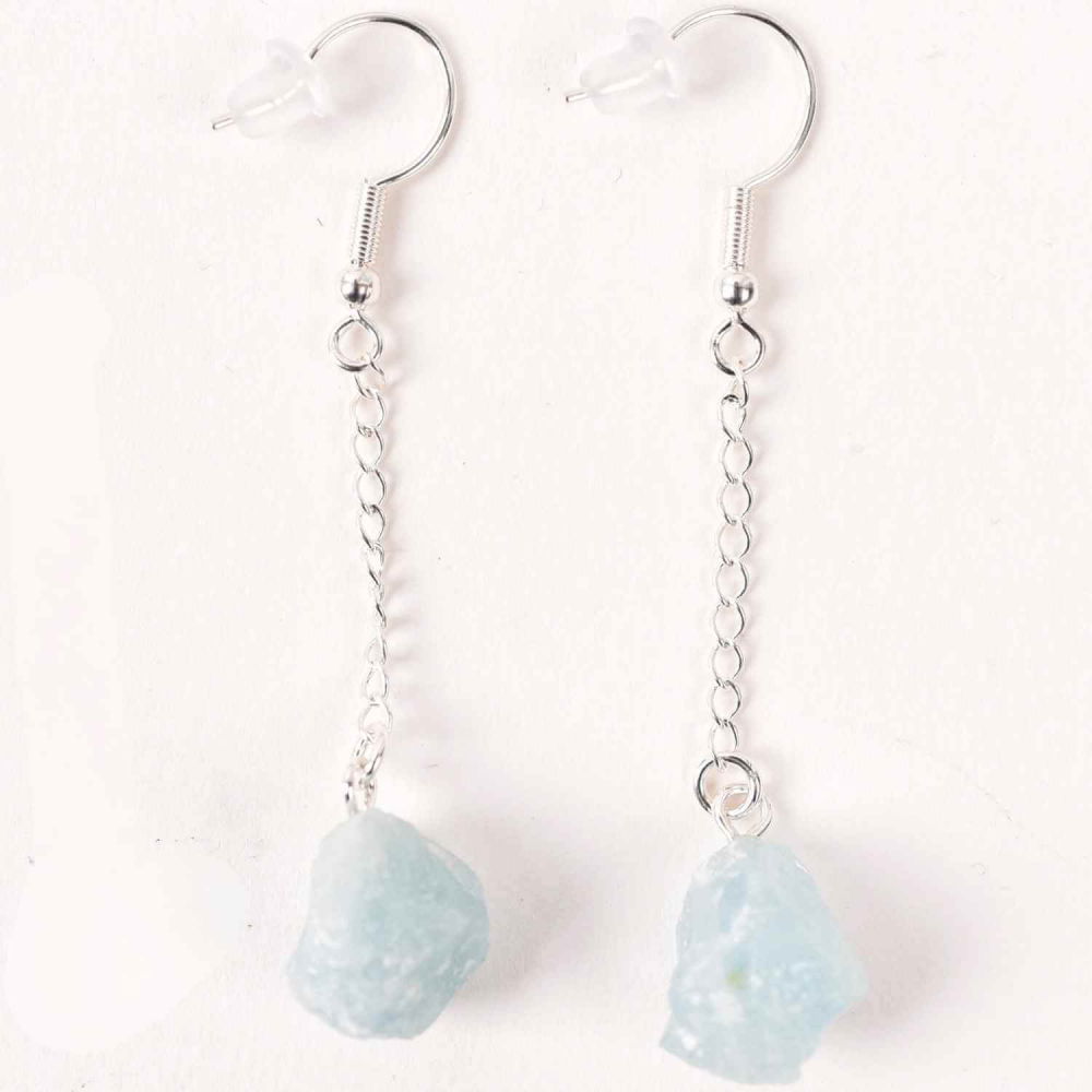 Cercei cu Lant argintiu si Varf de Acvamarin – Calm si Eleganta [1]