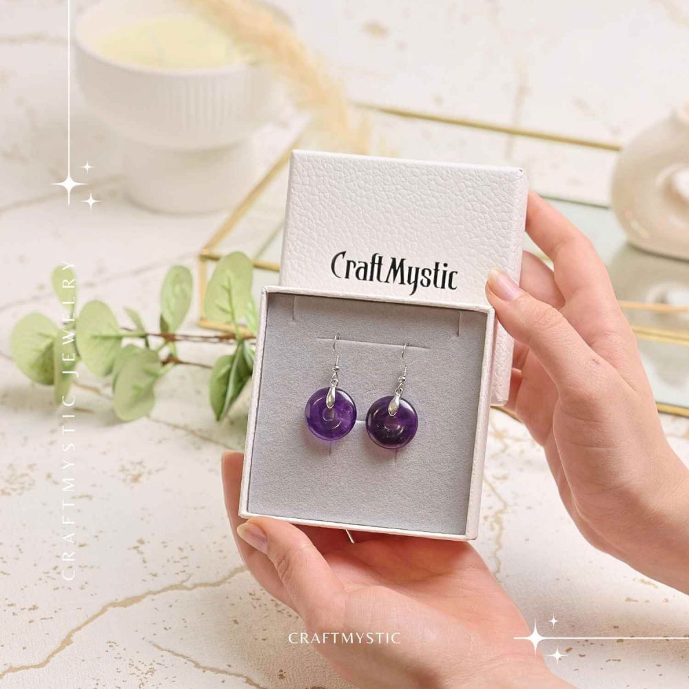 Cercei Argintii Ametist Forma Pi - Calm si Claritate Mentala [7]