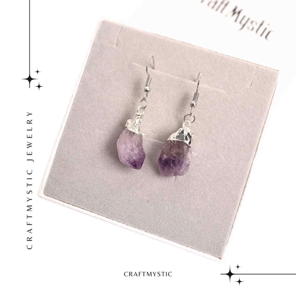 Cercei argintii cu Ametist Brut, argintii – Claritate si protectie spirituala [6]
