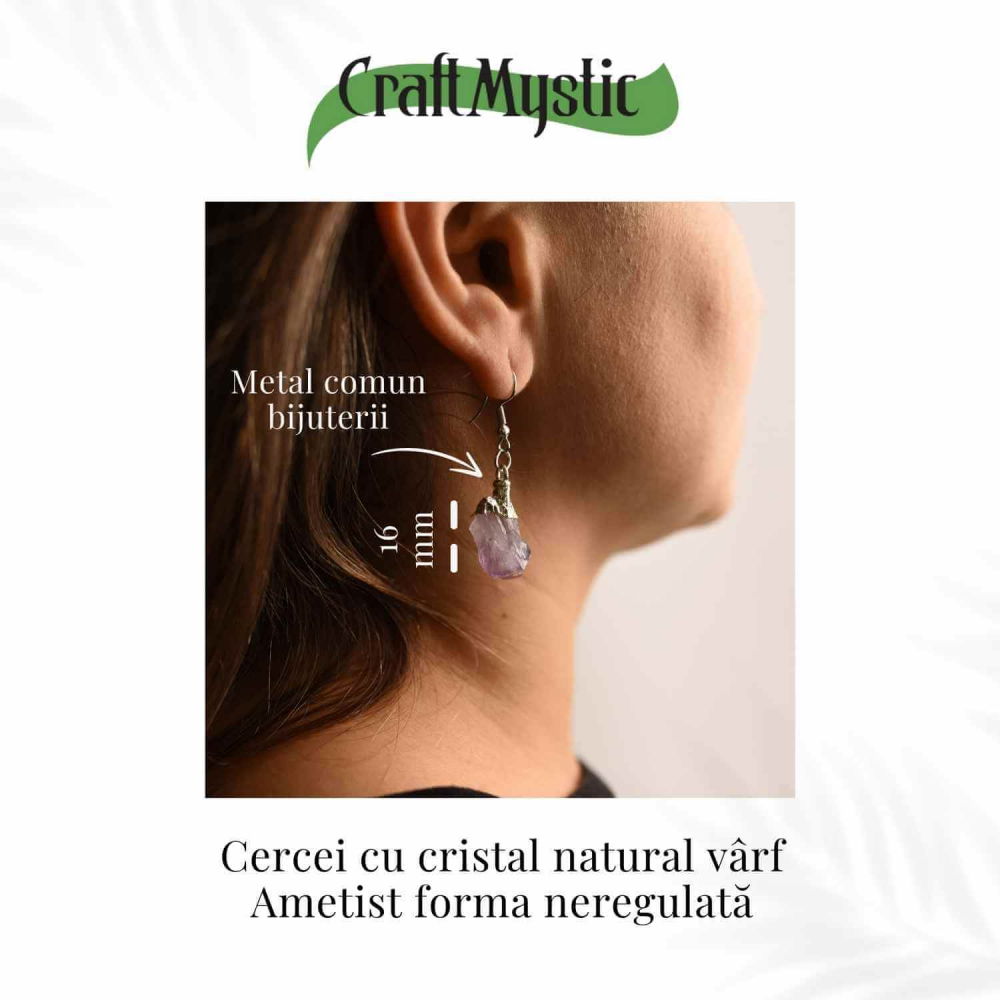 Cercei argintii cu Ametist Brut, argintii – Claritate si protectie spirituala [5]