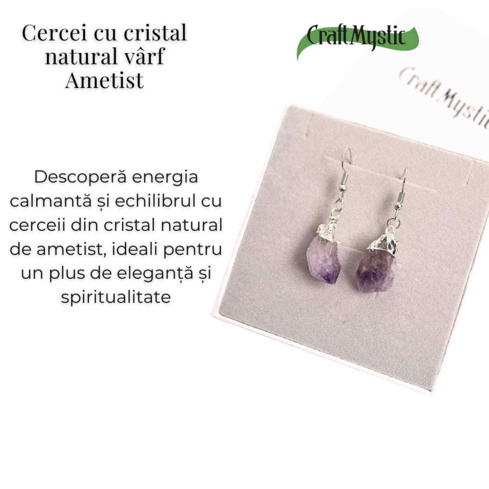 Cercei argintii cu Ametist Brut, argintii – Claritate si protectie spirituala [3]