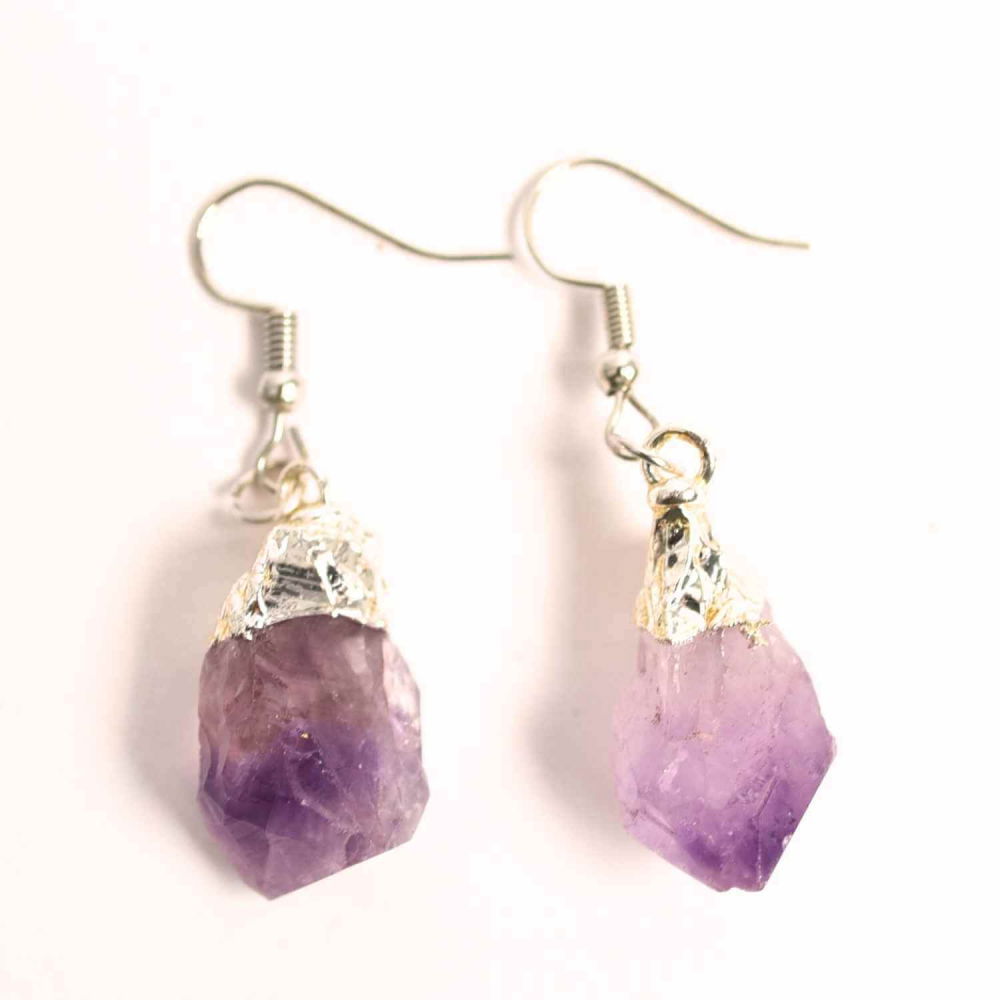 Cercei argintii cu Ametist Brut, argintii – Claritate si protectie spirituala [1]