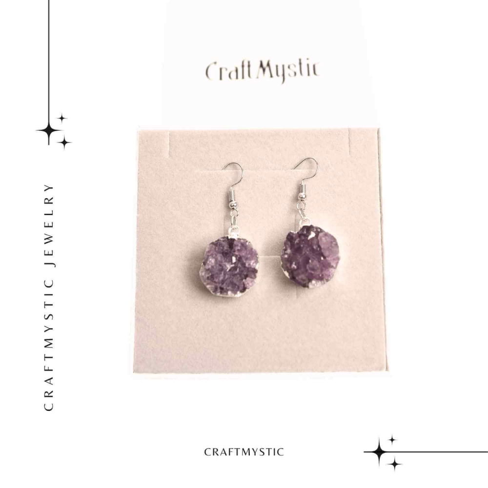 Cercei Argintii cu Ametist Natural Rotund - Claritate si Eleganta [6]