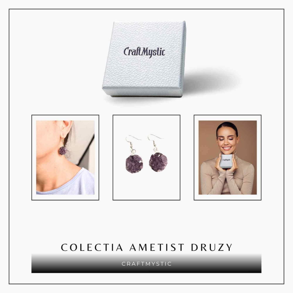 Cercei Argintii cu Ametist Natural Rotund - Claritate si Eleganta [7]
