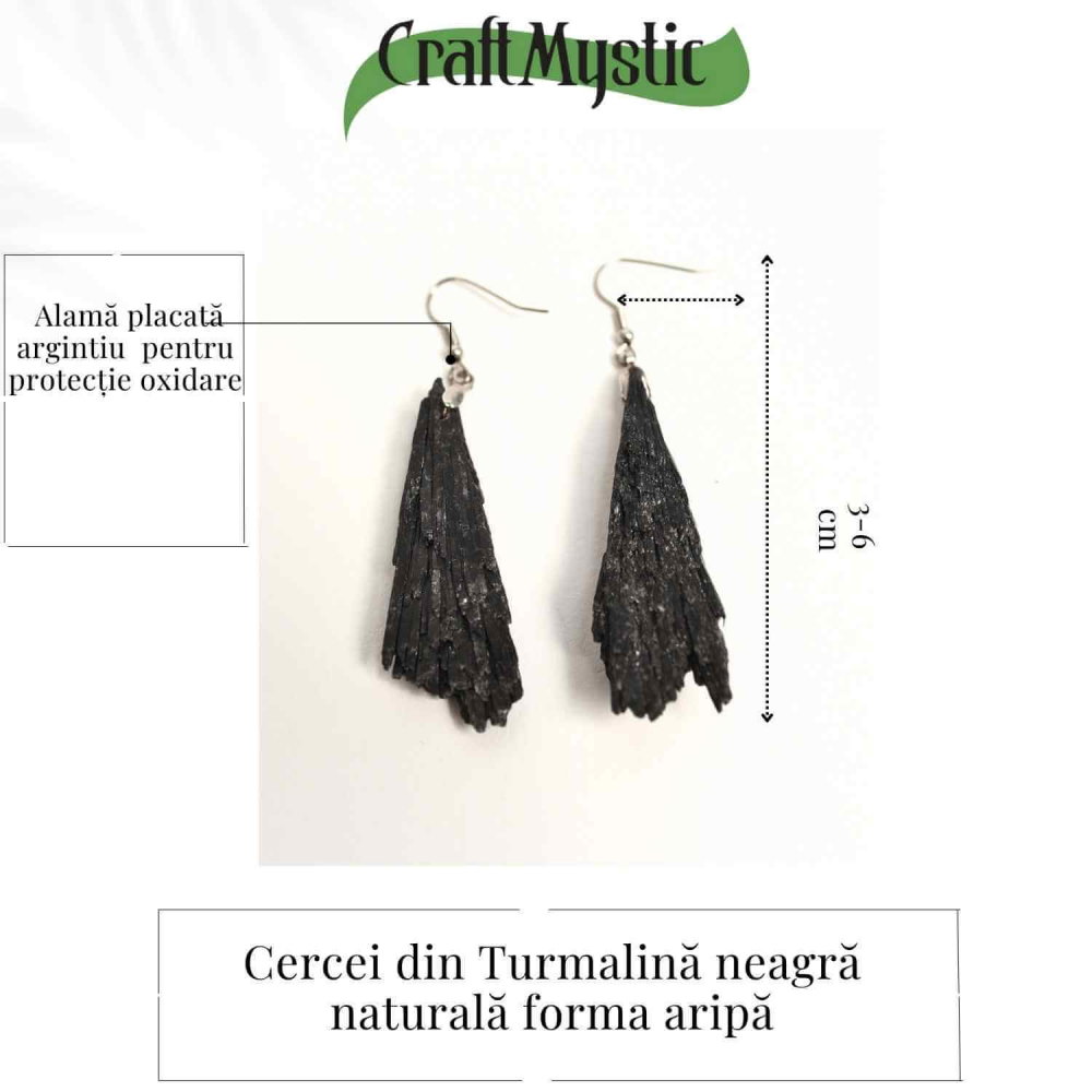 Cercei cu Turmalina Neagra model Aripa – Protectie si Eleganta Naturala [5]