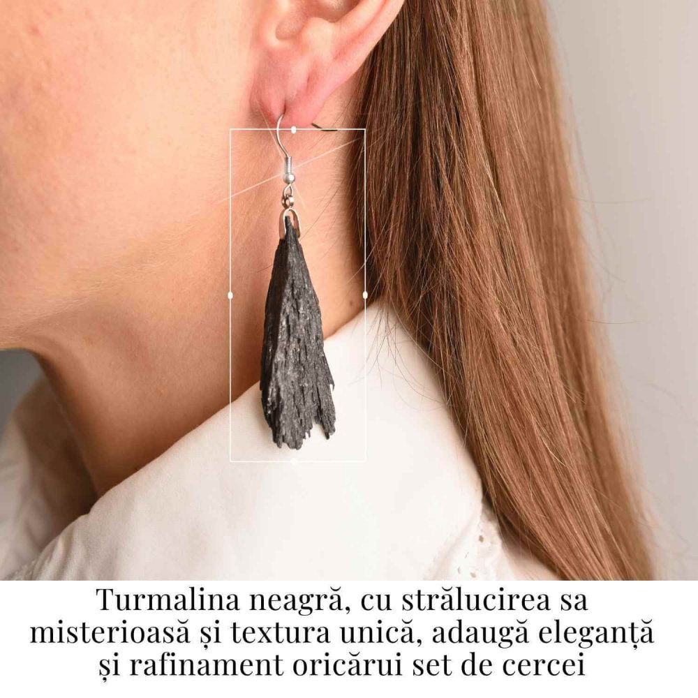 Cercei cu Turmalina Neagra model Aripa – Protectie si Eleganta Naturala [2]