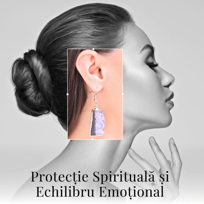 Descopera acum cum acesti cercei unici cu Ametist druzy pot aduce calm si echilibru spiritual in viata ta.  Cadoul Perfect pentru Cei Dragi: Acești cercei eleganți cu piatră naturală de Ametist druzy în formă neregulată sunt cadoul ideal pentru persoanele care apreciază bijuteriile unice și pline de semnificație. Sunt potriviți pentru aniversări, sărbători sau orice ocazie specială, oferind un simbol al păcii și echilibrului interior.  Beneficiile Ametistului: Ametistul druzy este cunoscut pentru capacitatea sa de a calma mintea și de a oferi protecție spirituală. Purtând acești cercei, vei experimenta o reducere a stresului și o creștere a clarității mentale. Această piatră este ideală pentru meditație și pentru a aduce un echilibru emoțional în viața de zi cu zi, promovând liniștea interioară.  Semnificație și Design: Acești cercei argintii cu Ametist druzy în formă neregulată nu sunt doar bijuterii frumoase, ci și simboluri ale echilibrului și protecției spirituale. Cu o dimensiune a pietrei de 3-3.5 cm și o greutate aproximativă de 10 grame per cercel, acești cercei sunt suficient de impunători pentru a atrage atenția, dar și confortabili pentru purtarea zilnică. Prinderea cu cârlig asigură o fixare sigură și ușor de utilizat.  Unicitate și Frumusețe: Pietrele de Ametist druzy utilizate sunt naturale, ceea ce înseamnă că fiecare pereche de cercei este unică. Pot exista mici variații de culoare și textură față de imaginile prezentate, conferind fiecărei perechi o frumusețe distinctă și un farmec aparte.  Zodii Compatibile: Ametistul este o piatră potrivită pentru zodiile Pești, Vărsător, Capricorn și Fecioară. Aceasta promovează calmul, echilibrul emoțional și protecția spirituală, fiind ideală pentru cei care doresc să își îmbunătățească conexiunea spirituală și să reducă stresul zilnic.  Cum Să Folosești Produsul în 3 Pași Simpli:  Deschide cârligul cerceilor și introdu-i în urechi. Fixează cârligul pentru a asigura o prindere sigură. Poartă-i zilnic pentru a beneficia de calmul și echilibrul oferite de Ametistul druzy. Specificații Tehnice:  Dimensiune piatră: 3-3.5 cm Greutate aproximativă per cercel: 10 grame Tipul de prindere: Cârlig Tipul metalului și culoarea: Metal comun argintiu, folosit în mod uzual la bijuterii, rezistent la oxidare Notă privind pietrele: Pietrele utilizate sunt naturale, astfel că pot exista diferențe față de poze în ceea ce privește textura și mici variații de culoare, asigurând unicitatea și frumusețea fiecărei perechi de cercei. Adaugă acești cercei cu Ametist druzy în coșul tău de cumpărături acum și bucură-te de calmul și echilibrul spiritual pe care le pot aduce în viața ta! Fă un pas înainte spre liniște interioară și protecție spirituală cu aceste bijuterii unice. [2]