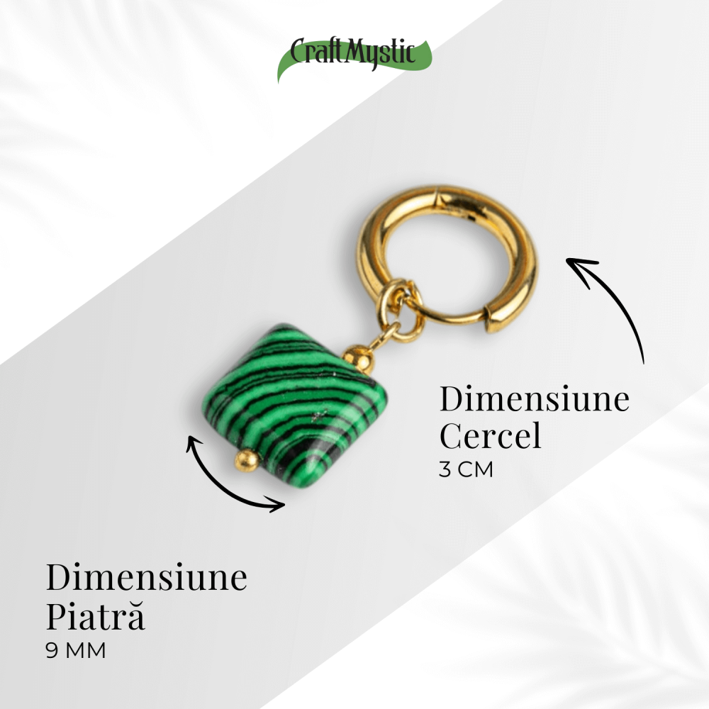 Energie Verde – Cercei cu Malachit Sintetic si Design Minimalist [4]