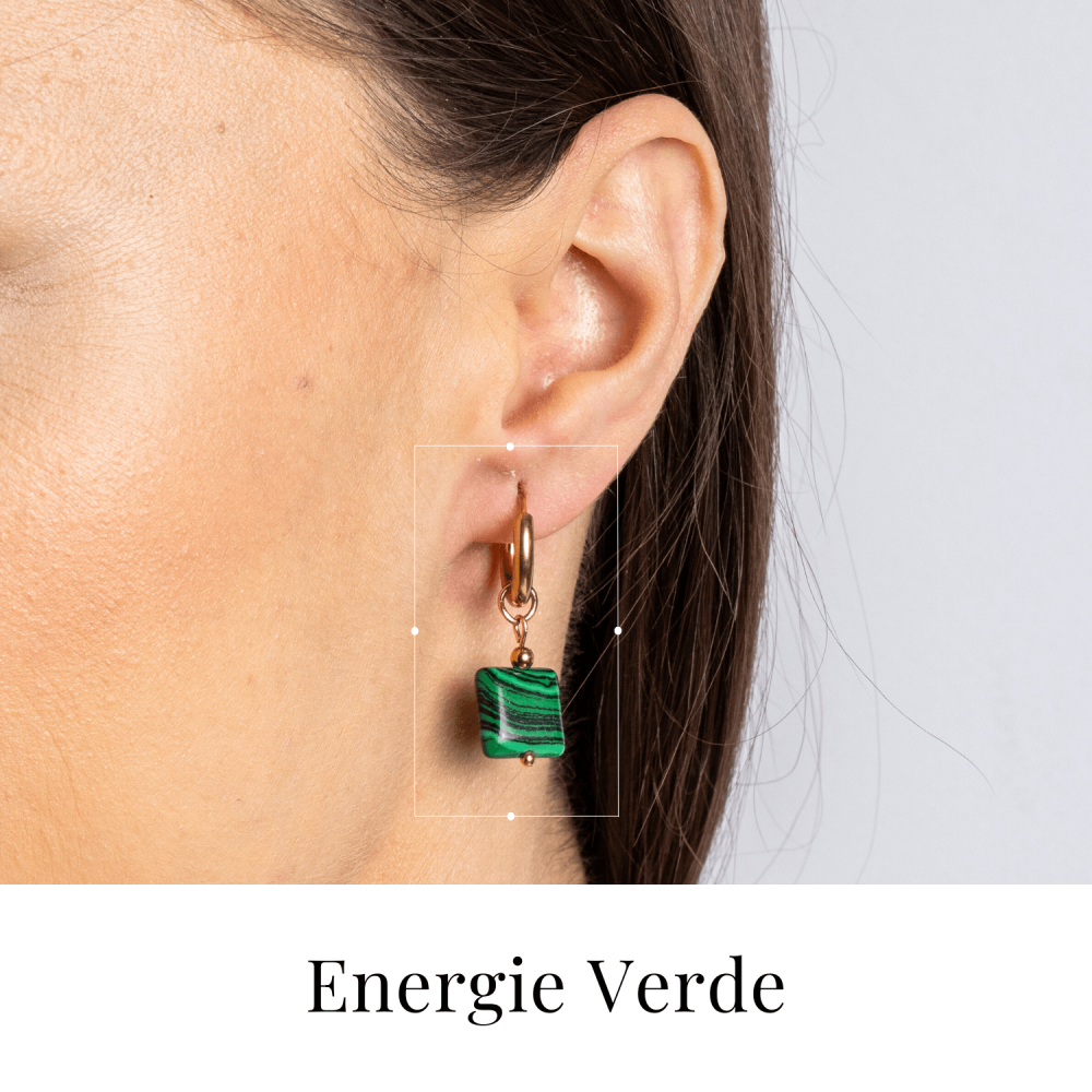 Energie Verde – Cercei cu Malachit Sintetic si Design Minimalist [2]