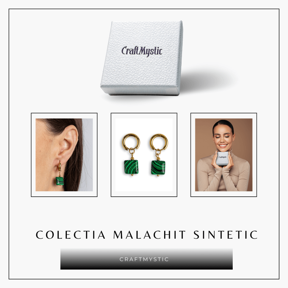 Energie Verde – Cercei cu Malachit Sintetic si Design Minimalist [8]