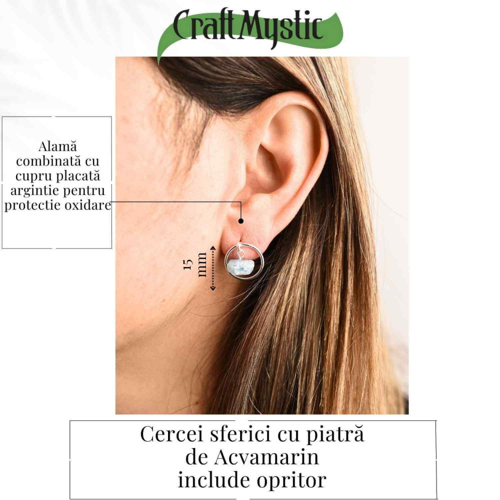 Cercei cu Acvamarin Brut – Calm si Claritate Mentala [4]
