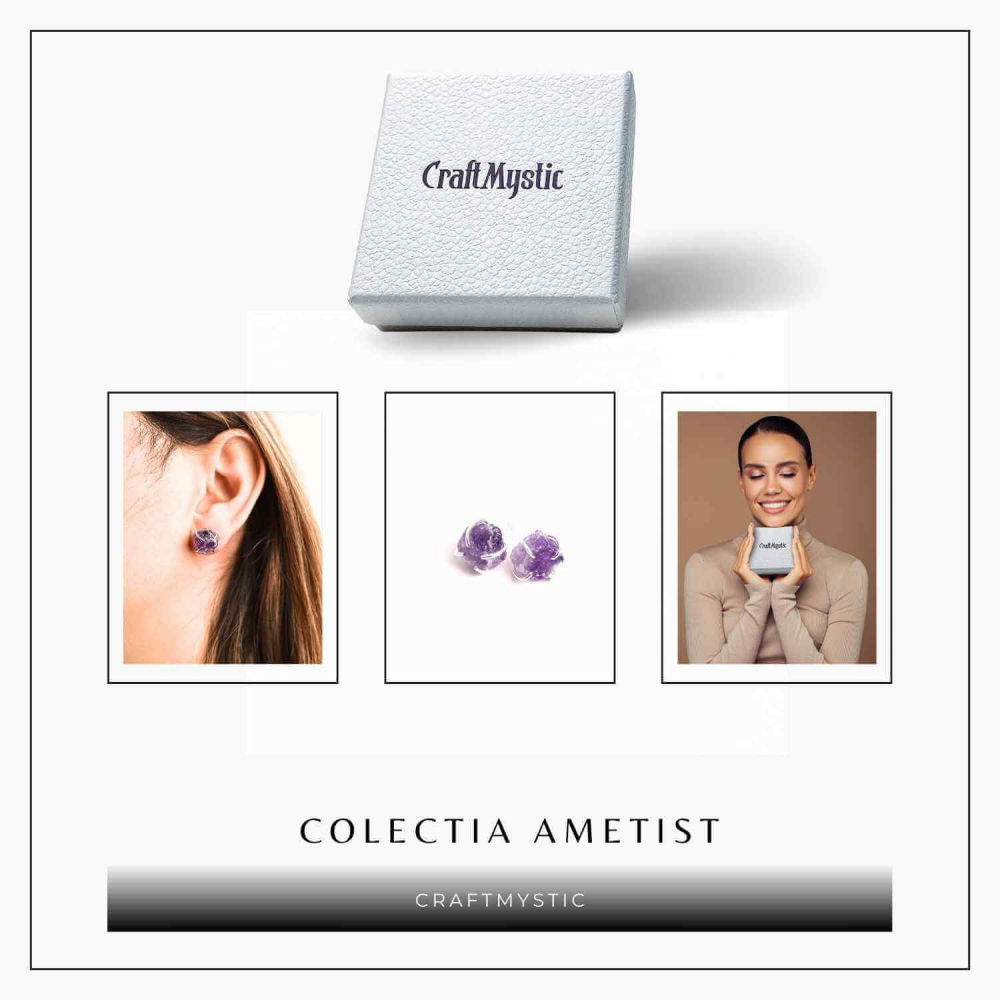 Cercei cu Ametist Brut – Energie Pozitiva si Echilibru Interior [6]