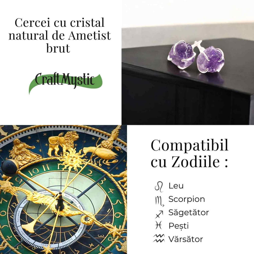 Cercei cu Ametist Brut – Energie Pozitiva si Echilibru Interior [5]