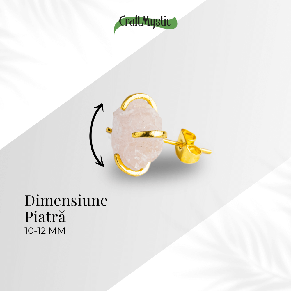 Bijuterie a Iubirii – Cercei cu Cuart Roz si Finisaj Auriu [4]