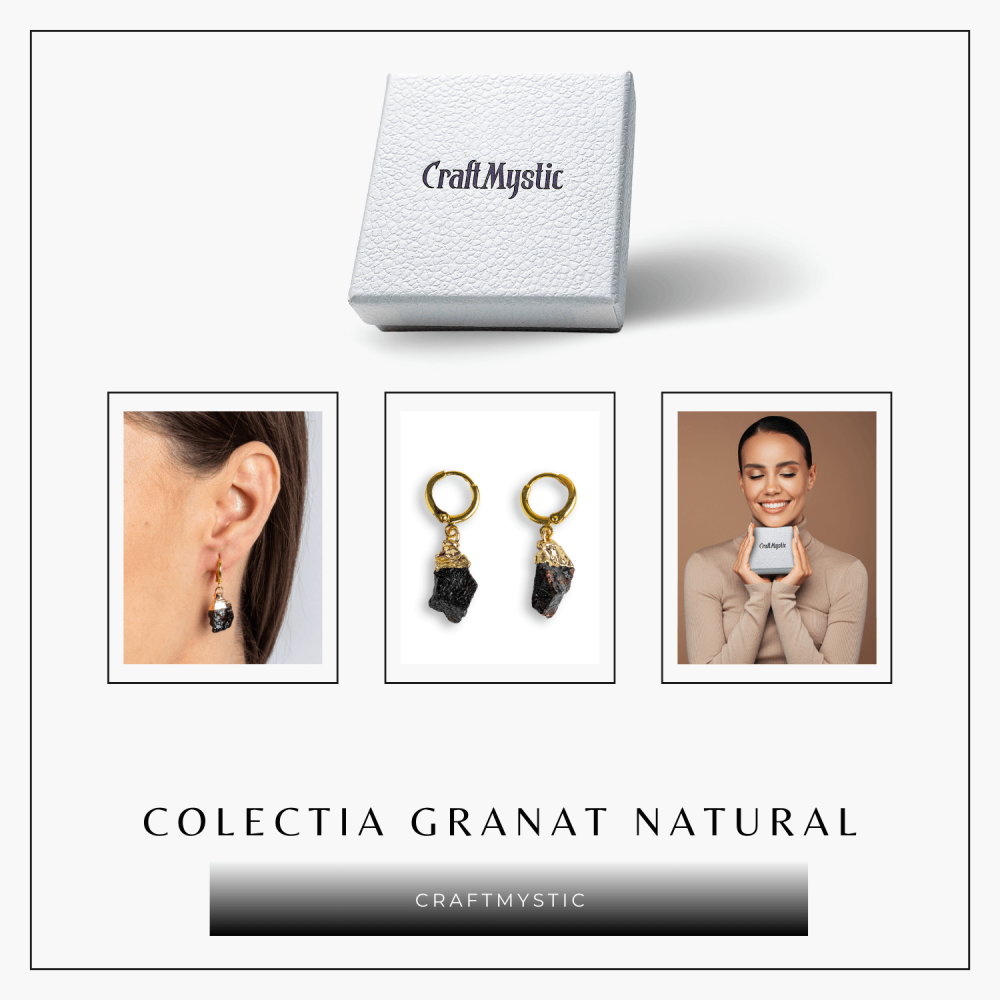 Cercei Aurii cu Granat Brut Natural – Energie si Vitalitate [7]