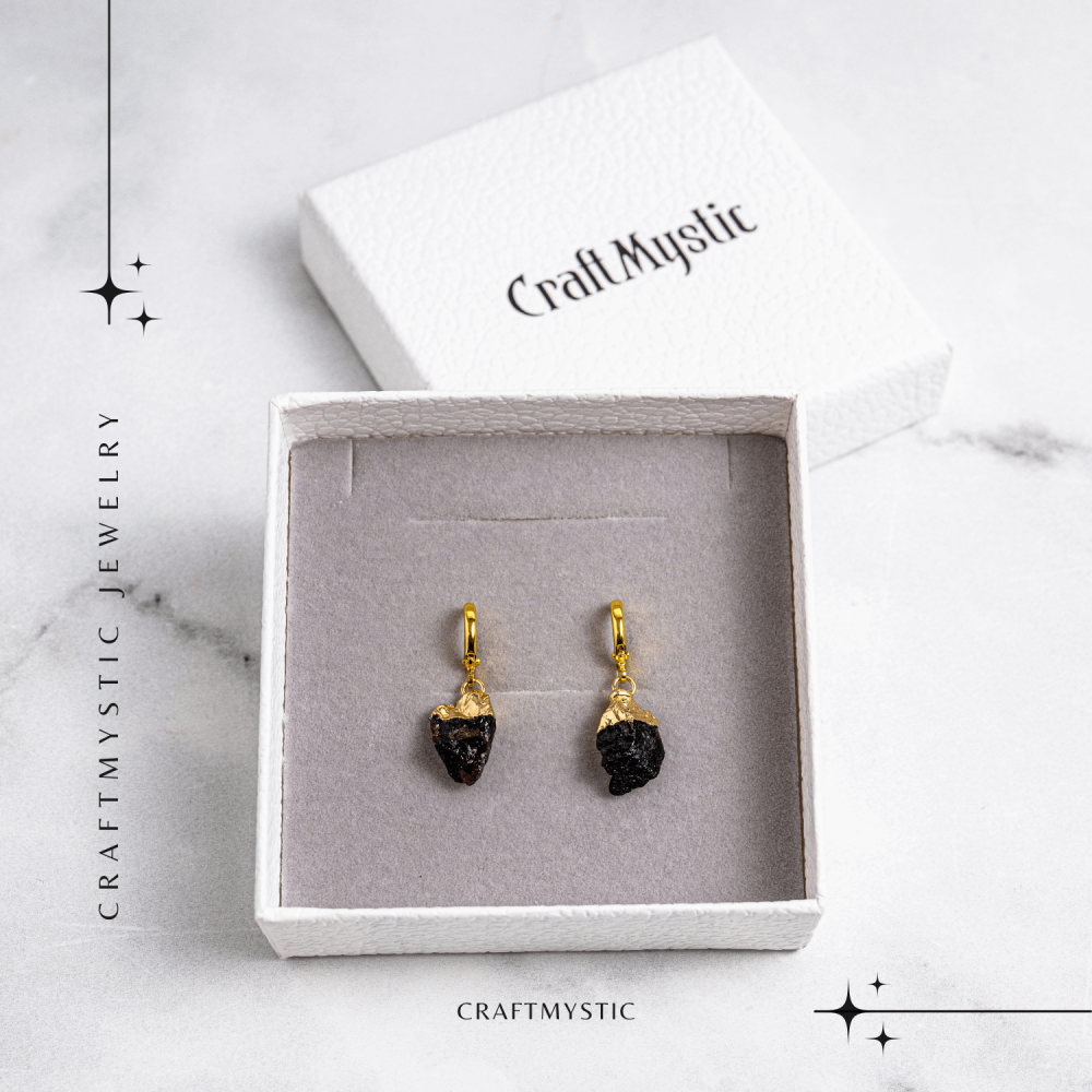 Cercei Aurii cu Granat Brut Natural – Energie si Vitalitate [8]