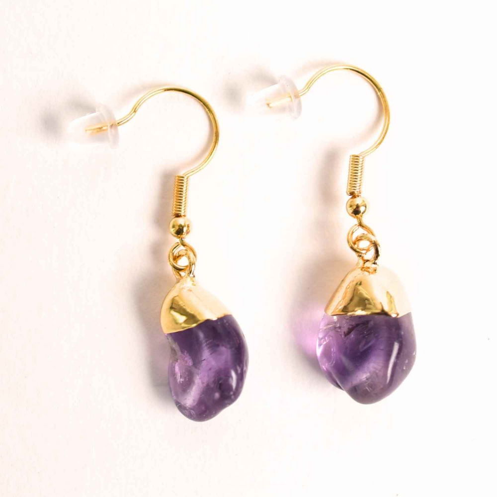 Cercei Aurii cu Ametist Rulat, Calm si Eleganta Naturala [8]