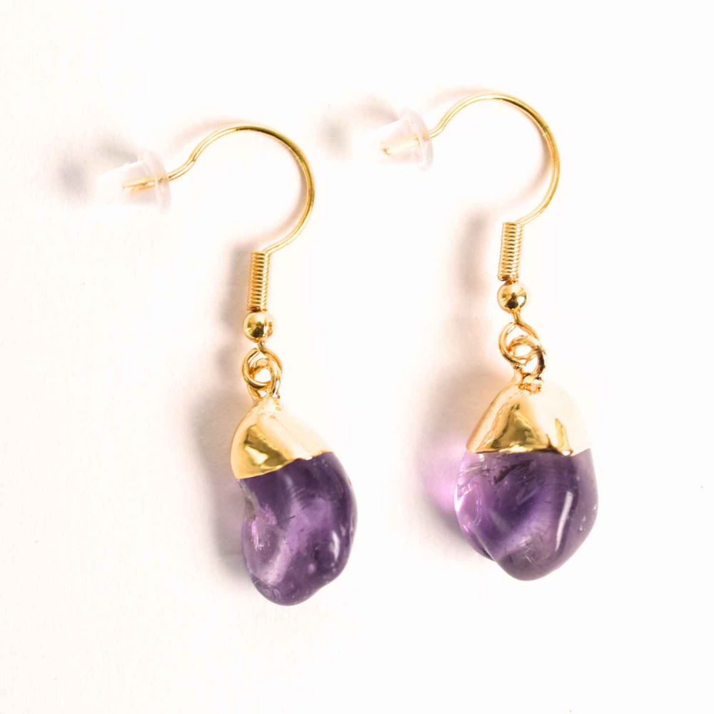 Cercei Aurii cu Ametist Rulat, Calm si Eleganta Naturala [1]