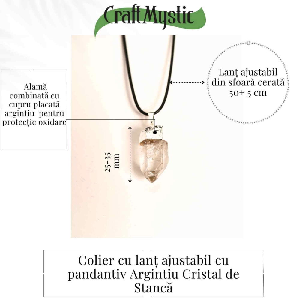 Colier cu pandantiv argintiu din cuart de stanca – Claritate si Energie Pozitiva [4]