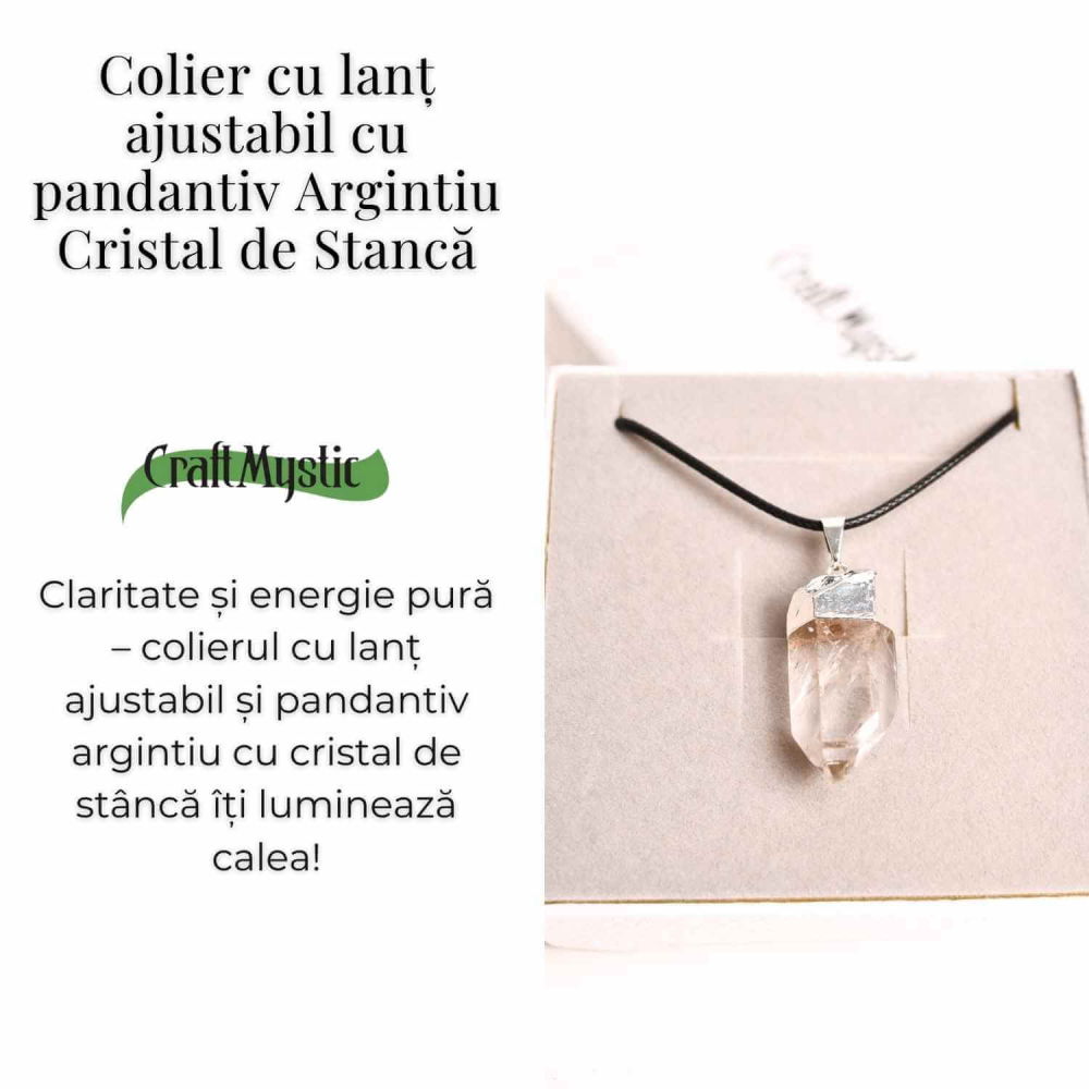 Colier cu pandantiv argintiu din cuart de stanca – Claritate si Energie Pozitiva [3]