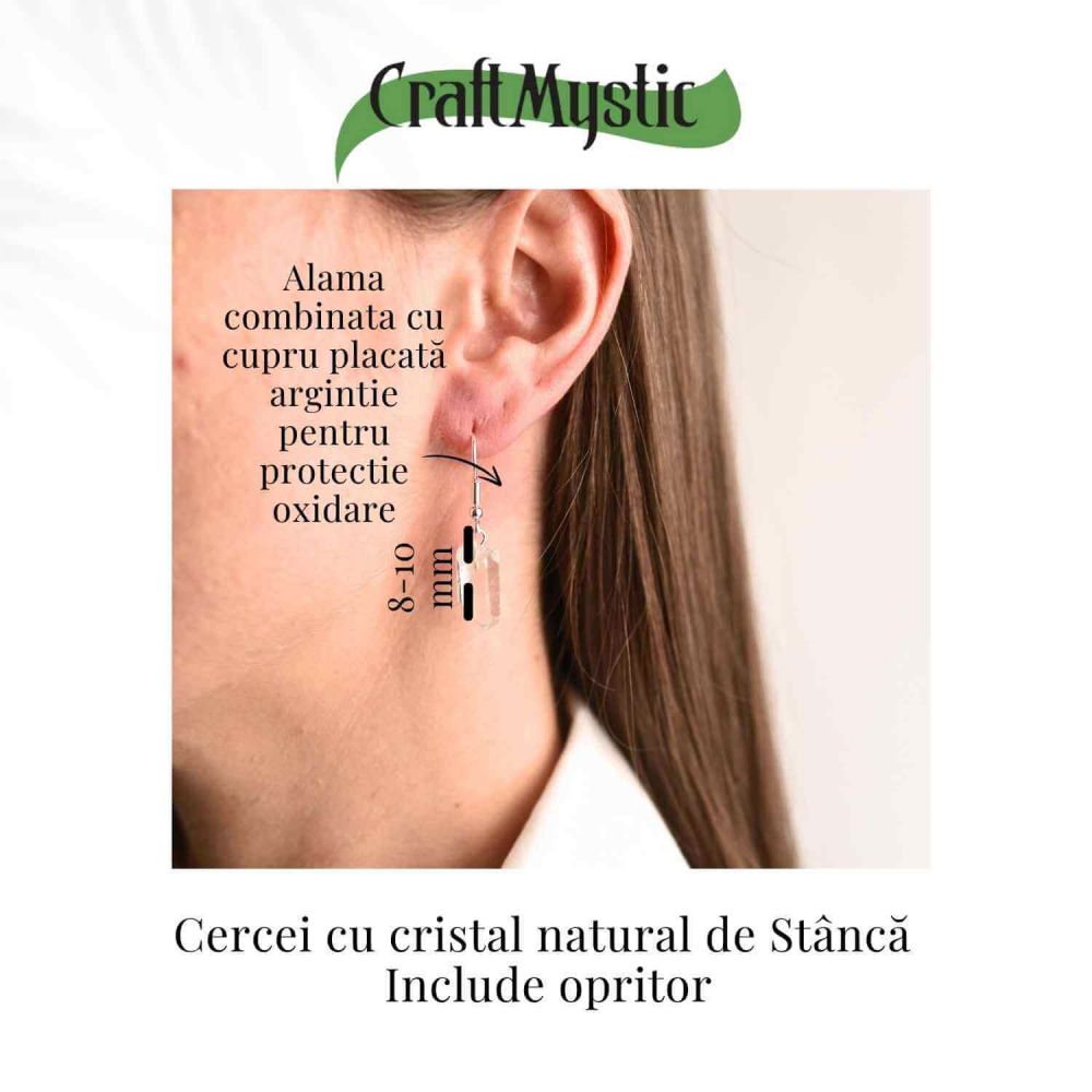 Cercei Argintii cu Cristal de Stanca, Claritate si Eleganta Naturala [4]