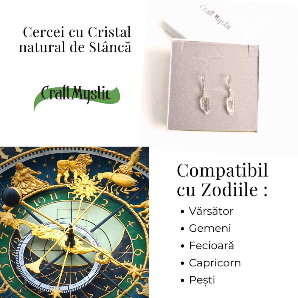 Cercei Argintii cu Cristal de Stanca, Claritate si Eleganta Naturala [5]