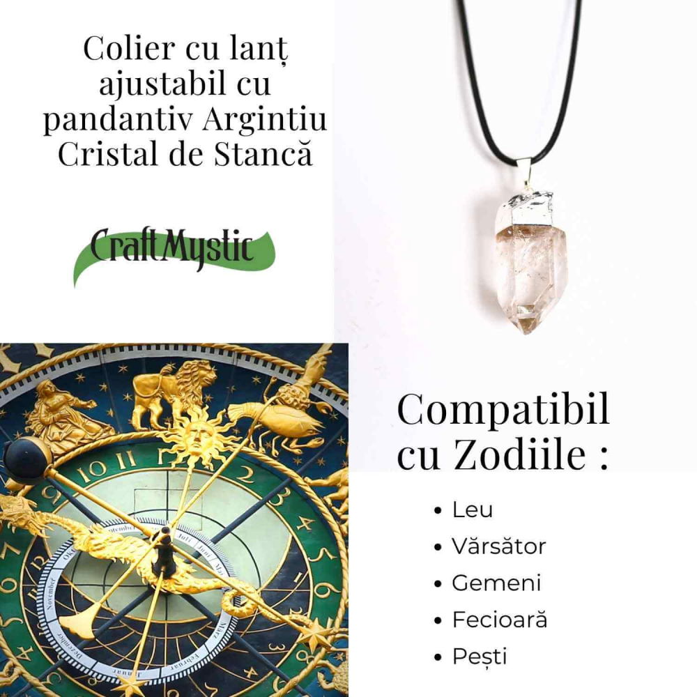 Colier cu pandantiv argintiu din cuart de stanca – Claritate si Energie Pozitiva [5]