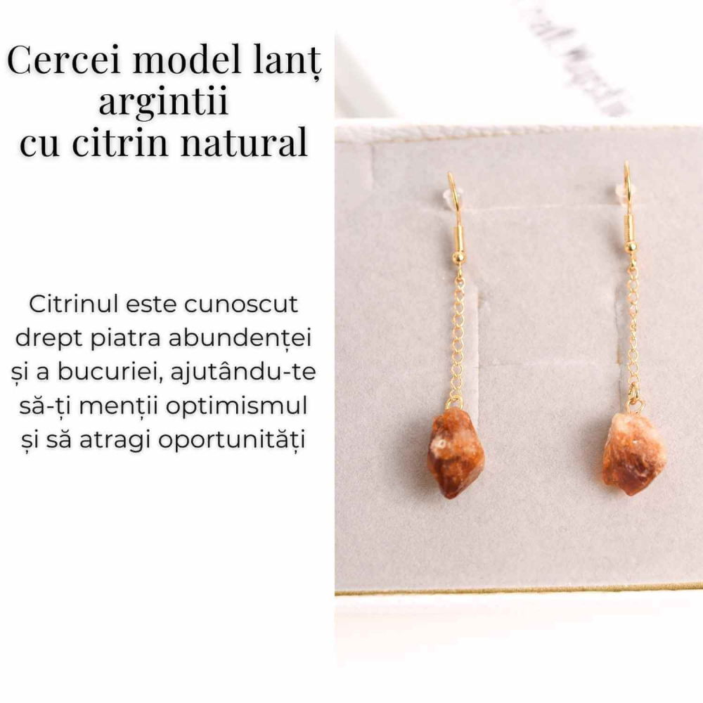 Cercei Aurii cu Citrin Brut – Prosperitate si Eleganta Naturala [3]