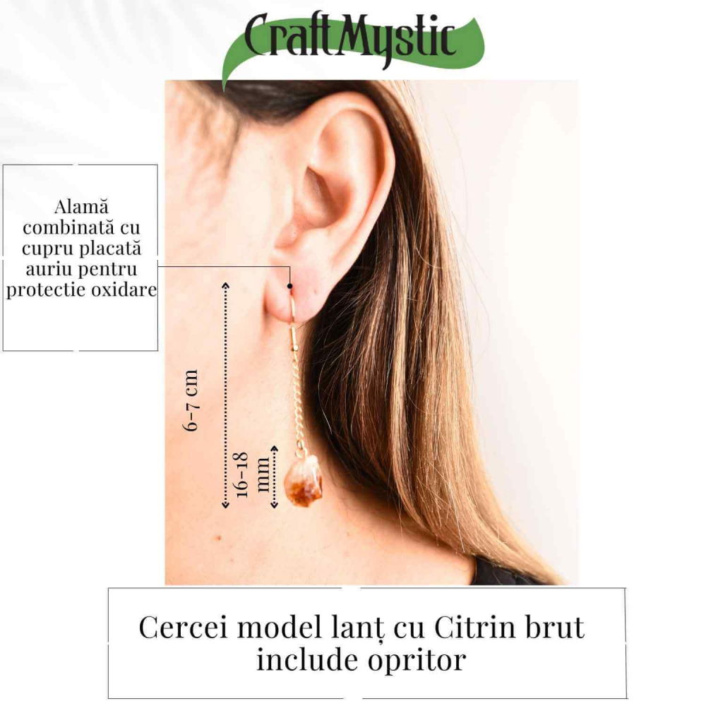Cercei Aurii cu Citrin Brut – Prosperitate si Eleganta Naturala [5]