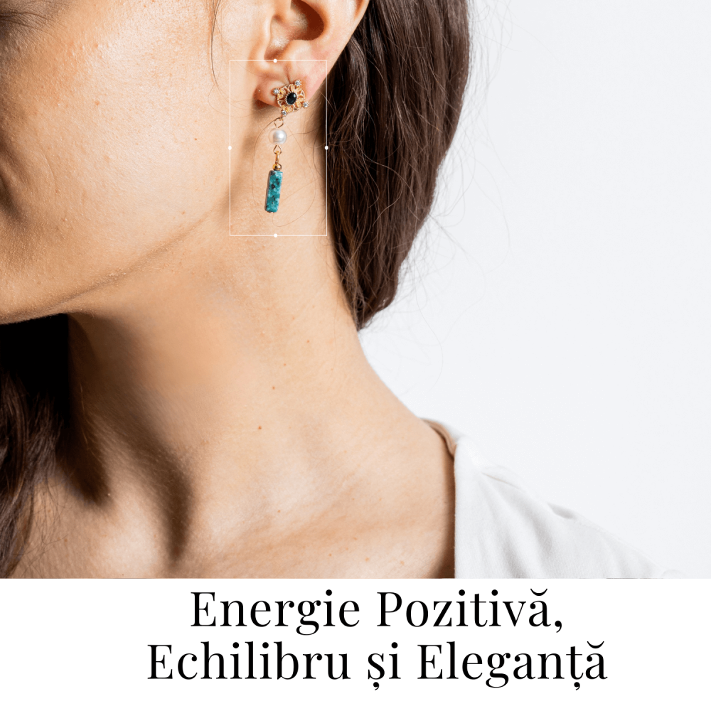 Cercei Aurii cu Perla Sintetica si Piatra de Ruby Zoisit – Eleganta si Echilibru Spiritual [2]