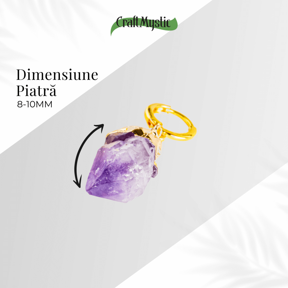 Cercei Aurii cu Ametist Brut Natural –Energie si Echilibru [4]