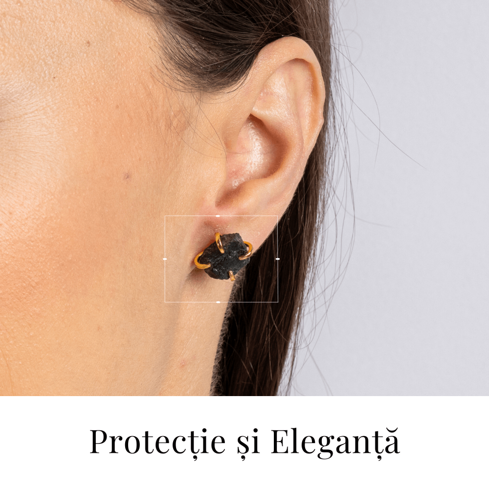 Protectie si Eleganta – Cercei cu Turmalina Neagra si Accente Aurii [2]