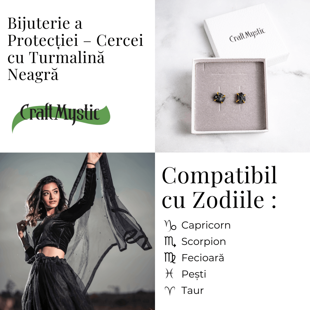 Protectie si Eleganta – Cercei cu Turmalina Neagra si Accente Aurii [5]