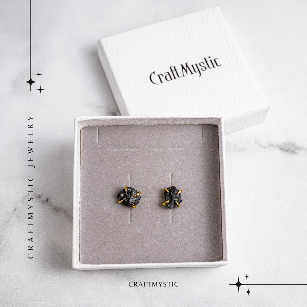 Protectie si Eleganta – Cercei cu Turmalina Neagra si Accente Aurii [8]