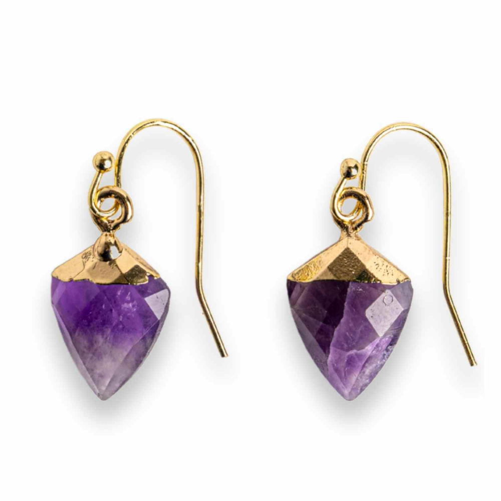 Cercei Aurii Eleganti cu Ametist Natural Fatetat – Eleganta si Protectie [1]