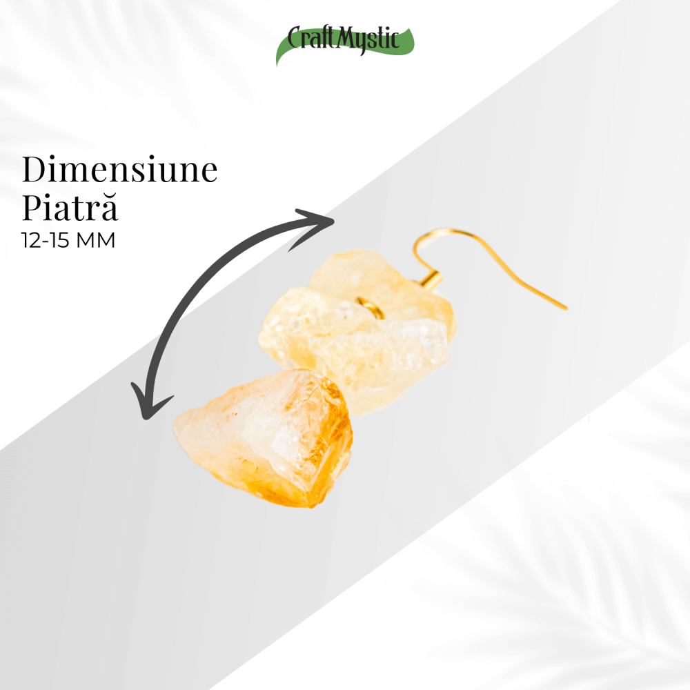 Cercei Aurii cu Triplu Piatra de Citrin Brut – Putere si Energie Pozitiva [4]