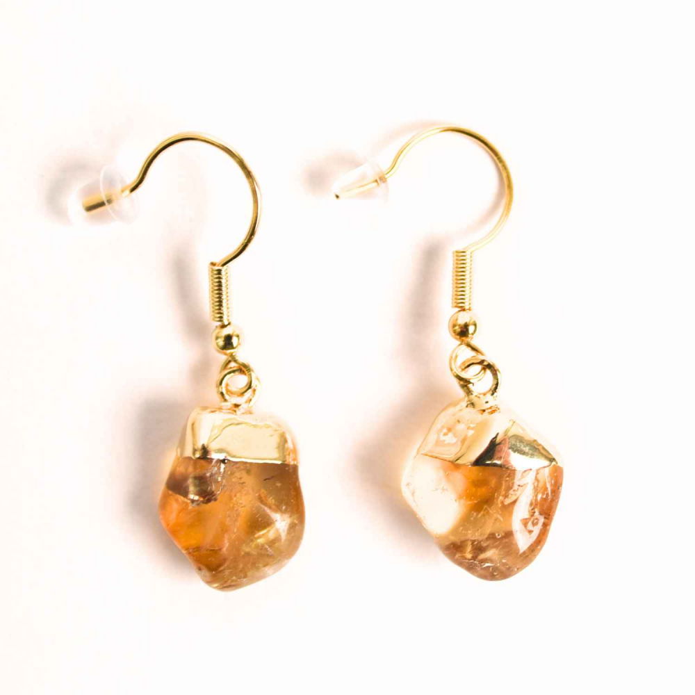 Cercei Aurii cu Citrin Rulat, Eleganta si Energie Pozitiva [1]