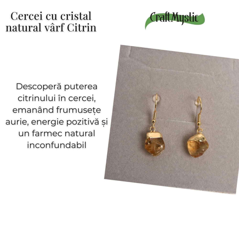 Cercei Aurii cu Citrin Rulat, Eleganta si Energie Pozitiva [5]