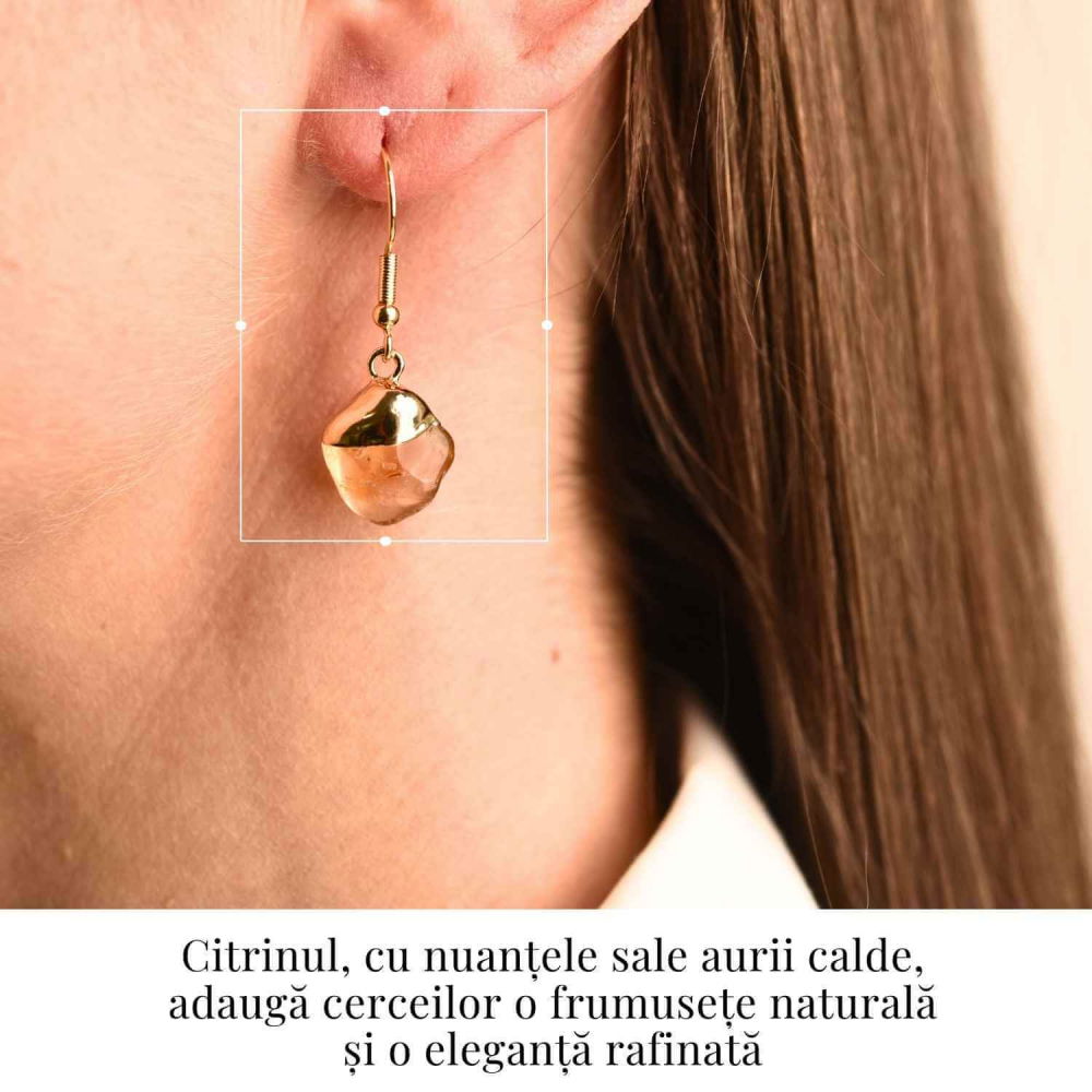 Cercei Aurii cu Citrin Rulat, Eleganta si Energie Pozitiva [2]