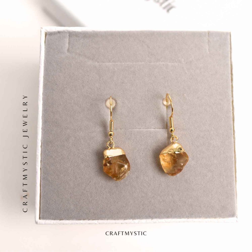 Cercei Aurii cu Citrin Rulat, Eleganta si Energie Pozitiva [6]