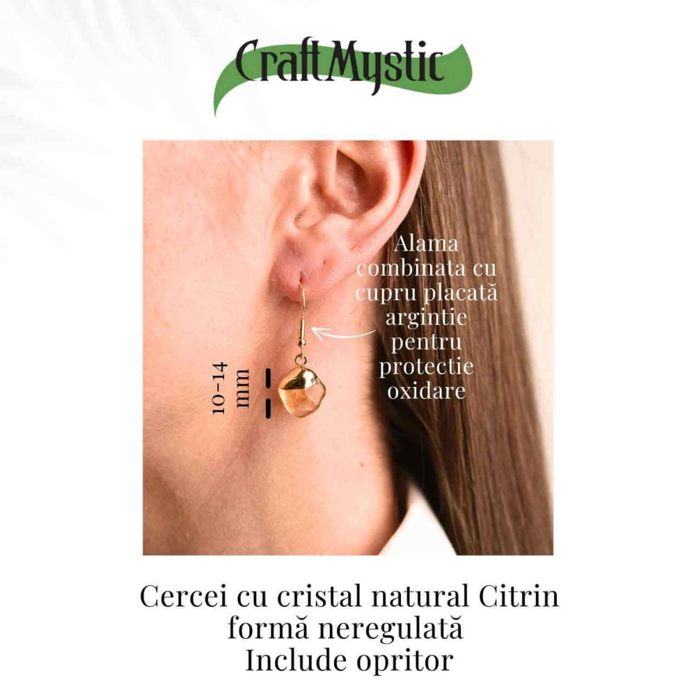 Cercei Aurii cu Citrin Rulat, Eleganta si Energie Pozitiva [3]