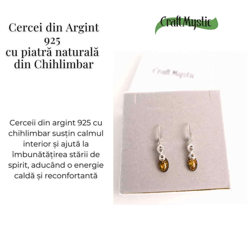Cercei din Argint 925 cu Chihlimbar - Simbolul Infinit pentru Echilibru si Eleganta [5]