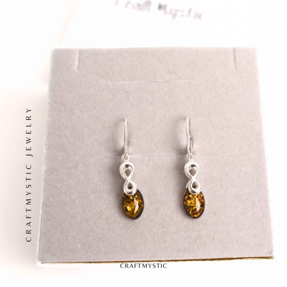 Cercei din Argint 925 cu Chihlimbar - Simbolul Infinit pentru Echilibru si Eleganta [6]