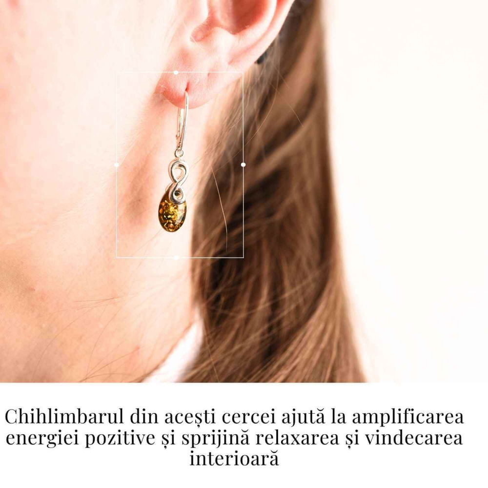 Cercei din Argint 925 cu Chihlimbar - Simbolul Infinit pentru Echilibru si Eleganta [2]
