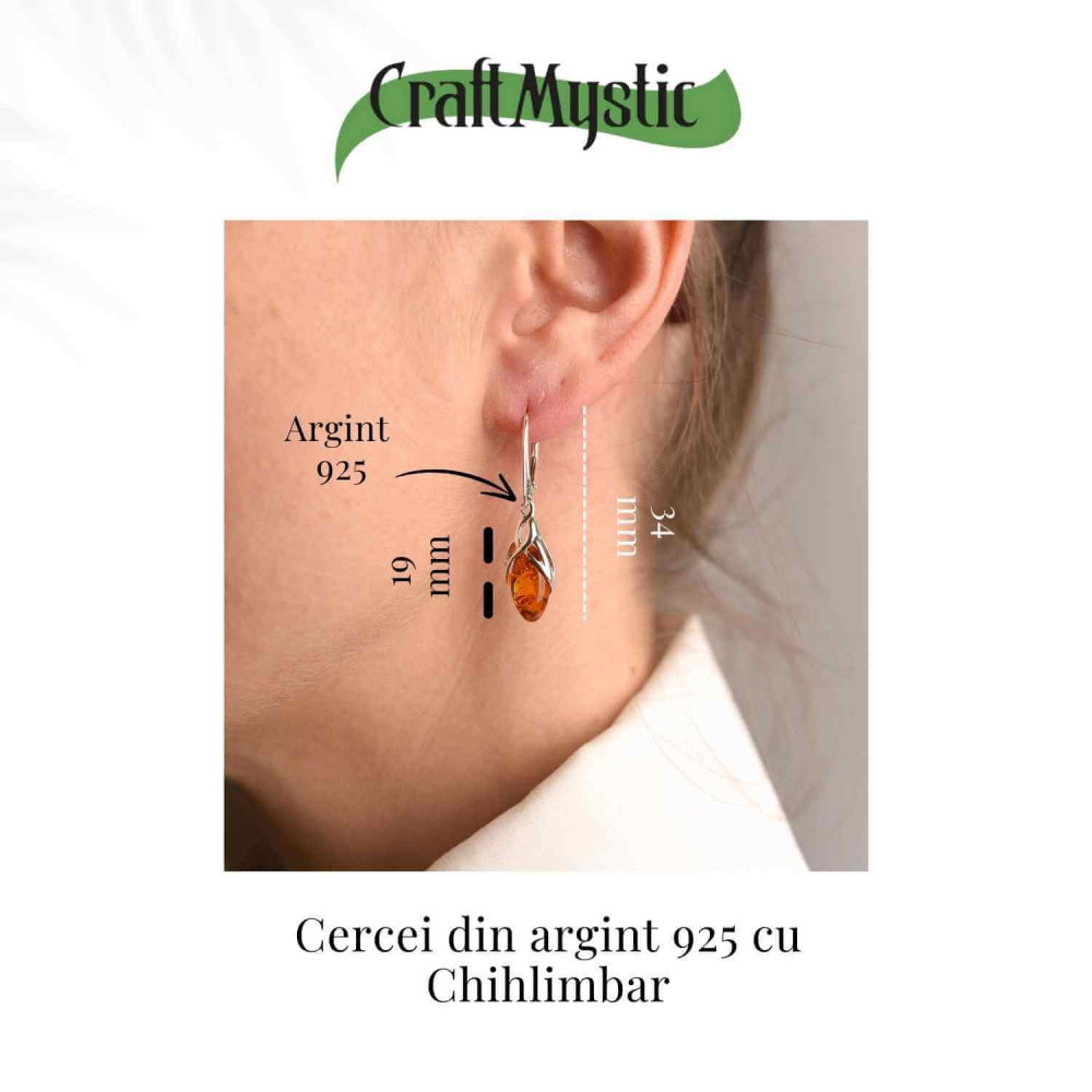 Cercei Argint 925 cu Chihlimbar - Protectie si Eleganta Naturala [3]