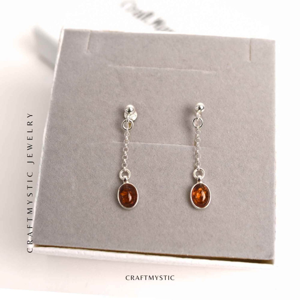 Cercei lungi din argint 925 cu chihlimbar natural – Energie si Rafinament [6]