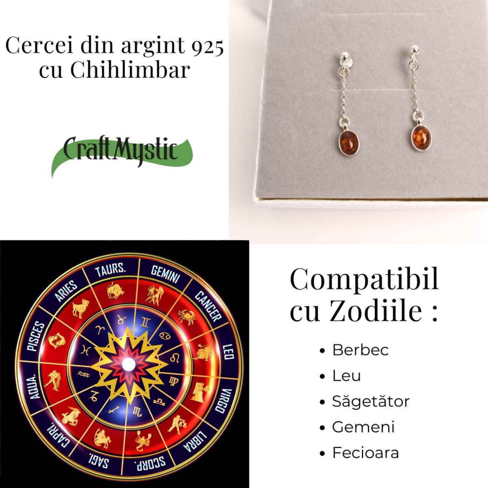 Cercei lungi din argint 925 cu chihlimbar natural – Energie si Rafinament [5]