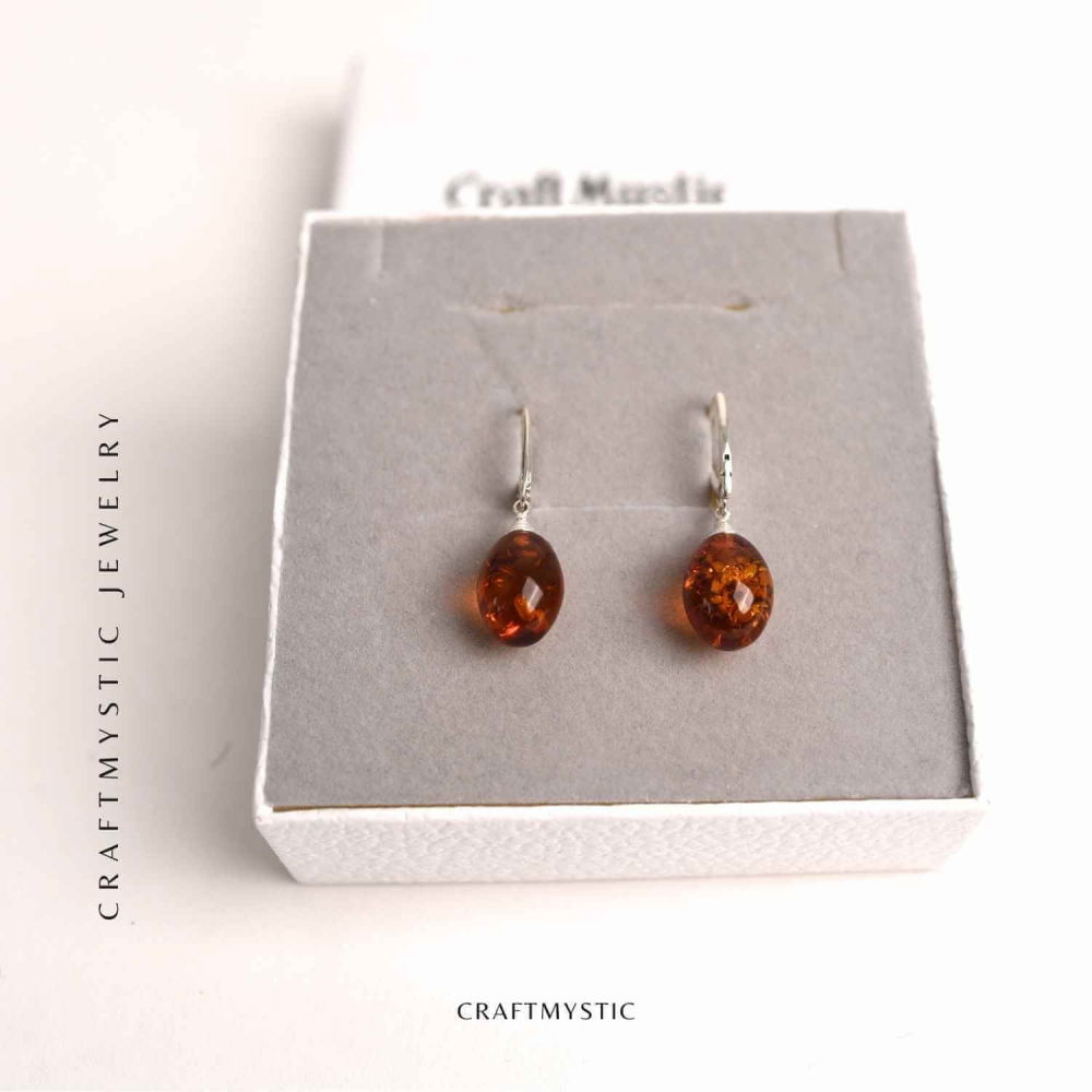 Cercei Ovali din argint 925 cu Chihlimbar Natural – Protectie si Eleganta [6]