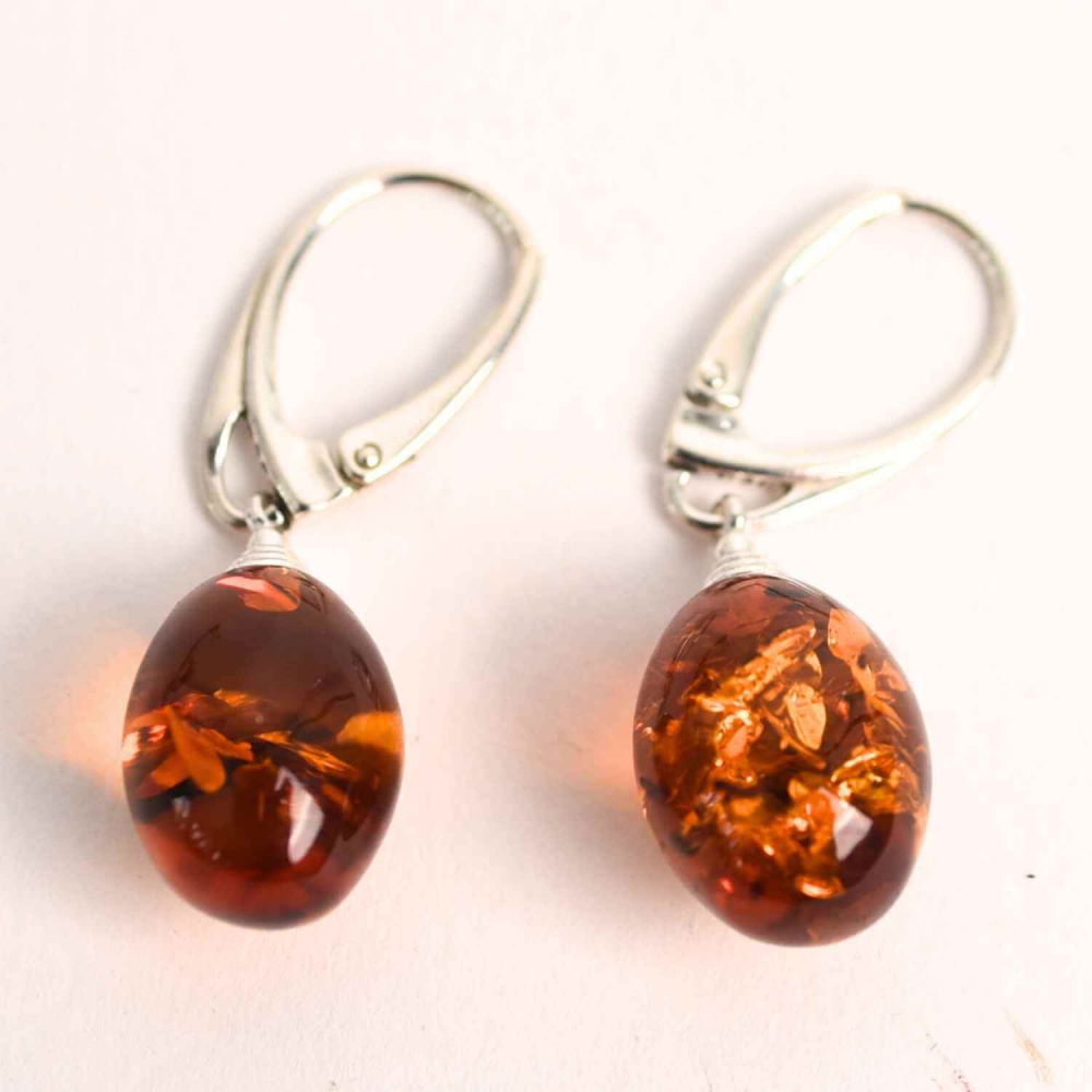 Cercei Ovali din argint 925 cu Chihlimbar Natural – Protectie si Eleganta [8]