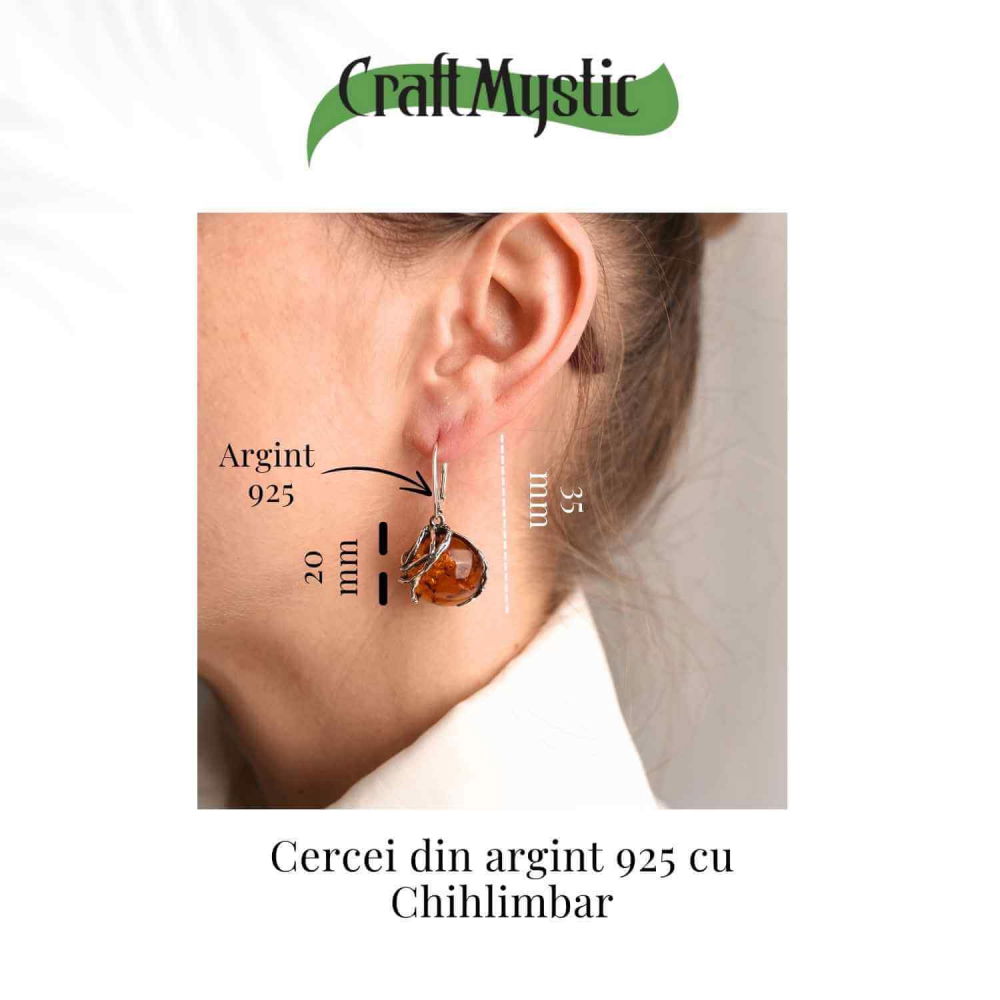 Cercei Argint 925 cu Chihlimbar - Eleganta si Protectie Naturala [3]
